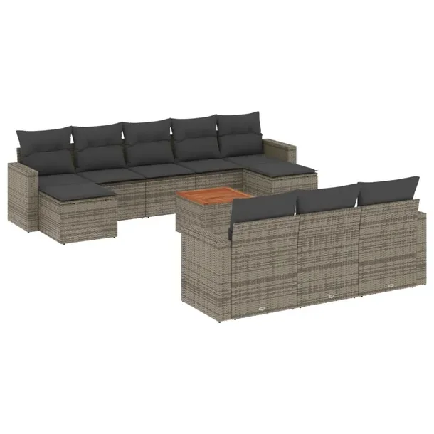 Zestaw mebli ogrodowych modułowych szary rattan PE 55 x 62 x 69 cm