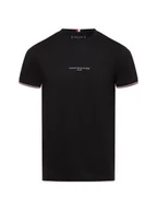 Koszulki męskie - Tommy Hilfiger T-shirt męski Mężczyźni Bawełna czarny jednolity, S - miniaturka - grafika 1