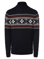 Swetry męskie - Selected - Sweter męski  SLHFlake, niebieski|biały|czerwony - miniaturka - grafika 1