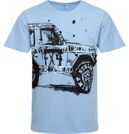 Koszulki męskie - Męski t-shirt z krótkim rękawem, z autem, niebieski - miniaturka - grafika 1