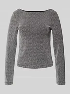 Bluzki damskie - Bluzka o kroju regular fit z długim rękawem i fakturowanym wzorem model ‘JINA’ - miniaturka - grafika 1