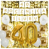 Balony i akcesoria - Zestaw balonów na 40 ROCZNICĘ ŚLUBU - baner i złote cyfry - miniaturka - grafika 1