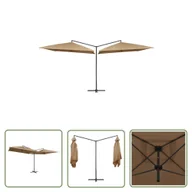 Parasole ogrodowe - The Living Store Podwójny parasol na stalowym słupku - 250 x 250 cm - taupe - Parasol Podwójny - miniaturka - grafika 1