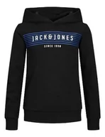 Bluzy dla chłopców - JACK&JONES JUNIOR Chłopięca bluza z kapturem Jcoplanet Sweat Hood FST Jnr, czarny, 140 - miniaturka - grafika 1