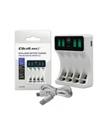 Ładowarki i akumulatory - Ładowarka Qoltec do akumulatorków Ni-MH typu R03 AAA R6 AA LCD Kabel USB-C Biała - miniaturka - grafika 1