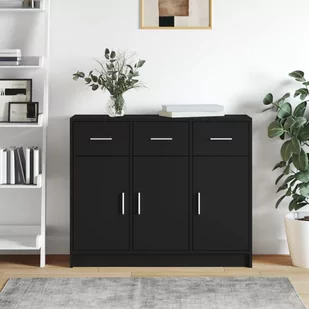 vidaXL Szafka, czarna, 91x28x75 cm, materiał drewnopochodny - Komody - miniaturka - grafika 1
