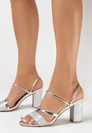 Sandały damskie - Srebrne Sandały Theophia - miniaturka - grafika 1