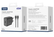 Ładowarki do telefonów - JELLICO ładowarka sieciowa EU45 GaN PD 45W 1xUSB-C + kabel USB-C - USB-C Czarny - miniaturka - grafika 1