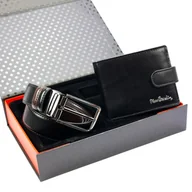 Paski - Pierre Cardin zestaw na prezent skórzany portfel i pasek do spodni męski - miniaturka - grafika 1