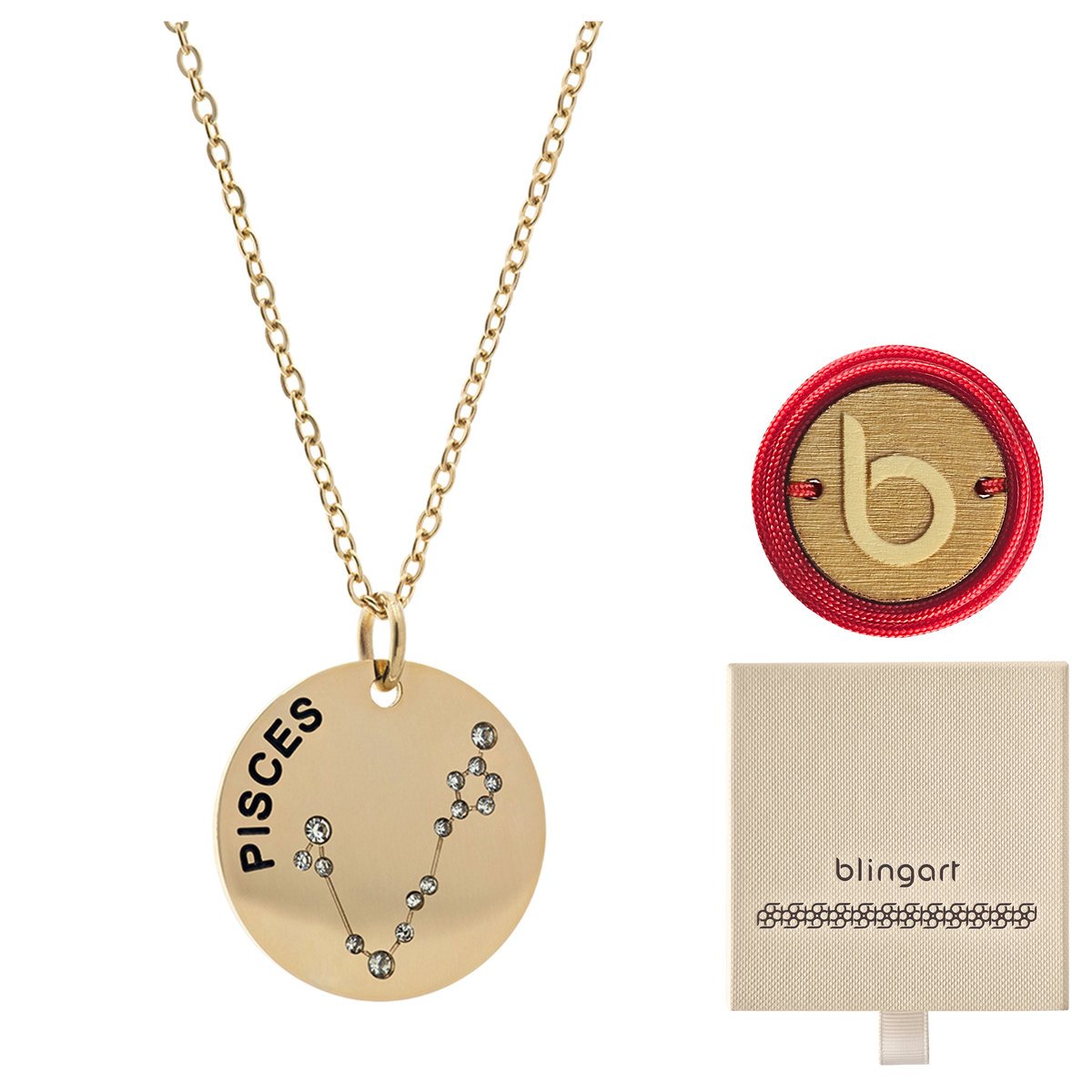Naszyjnik celebrytka medalik znak zodiaku Ryby pozłacany BLINGART