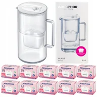 Dzbanki filtrujące - Dzbanek filtrujący szklany Aquaphor Glass, biały + 10 filtrów Maxfor+ Mg - miniaturka - grafika 1