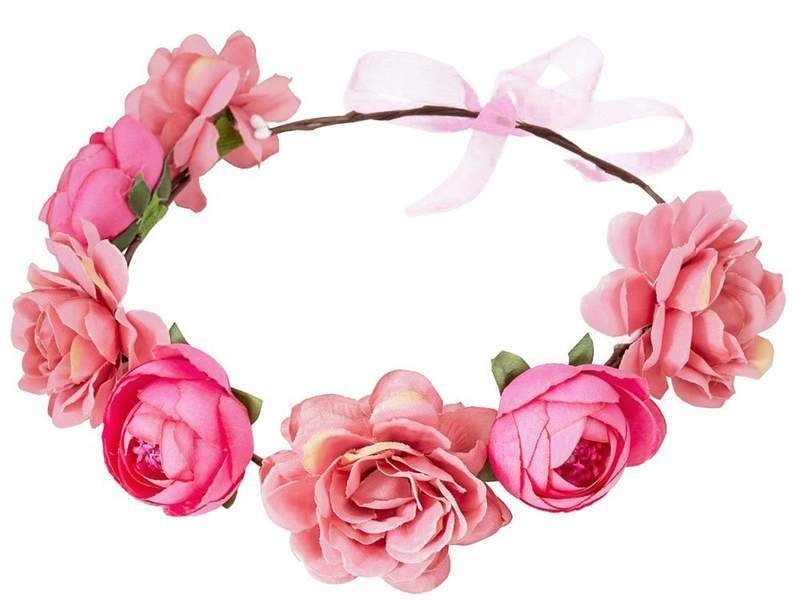 WIANEK NA GŁOWĘ piwonie KWIATY różowy ŚLUBNY