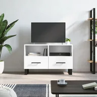 Szafki RTV - vidaXL Szafka pod TV, biała, wysoki połysk, 80x36x50 cm - miniaturka - grafika 1