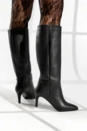 Kozaki damskie - Czarne kozaki skórzane damskie na szpilce PRODUKT POLSKI Casu 2694-100-40 - miniaturka - grafika 1