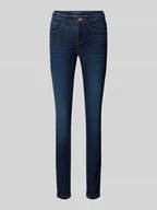 Spodnie damskie - Jeansy o kroju skinny fit z mieszanki bawełny ze szwami w kontrastowym kolorze model ‘ALEXA’ - miniaturka - grafika 1
