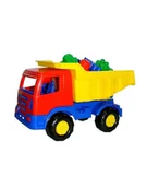 Samochody i pojazdy dla dzieci - Polesie 9097 Zestaw Nr186 wywrotka + Klocki "Super-mix" w siatce 18 elem. - miniaturka - grafika 1