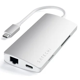 Satechi SATECHI HUB USB-C ETHERNET V2 HDMI 4K USB 3.0 SD MICRO SD Silver | MacBook ST-TCMA2S Aluminum Multi-Port Adapter Version 2 (S - Części i akcesoria do laptopów - miniaturka - grafika 1