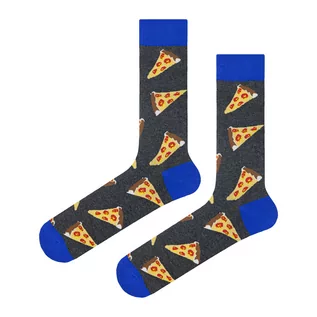 Skarpetki męskie - Skarpety kolorowe niebieskie w pizzę - fast food EM 15 - EM Men's Accessories - grafika 1