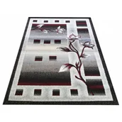 Dywany - Szaro-czerwony dywan do salonu w kwiaty P6-A28 - miniaturka - grafika 1