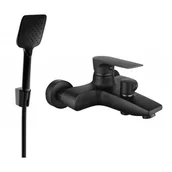 Baterie umywalkowe - Mexen Axel R62 bateria wannowa z zestawem prysznicowym, czarna - miniaturka - grafika 1