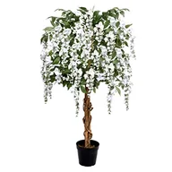 Sztuczne drzewka - GreenBrokers Sztuczne drzewo glicynii premium, 130 cm, roślina doniczkowa, białe 130 cm - miniaturka - grafika 1