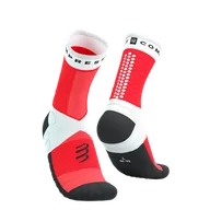 Skarpetki sportowe męskie - COMPRESSPORT Skarpetki do biegania ULTRA TRAIL SOCKS V2.0 white/fluo red - miniaturka - grafika 1
