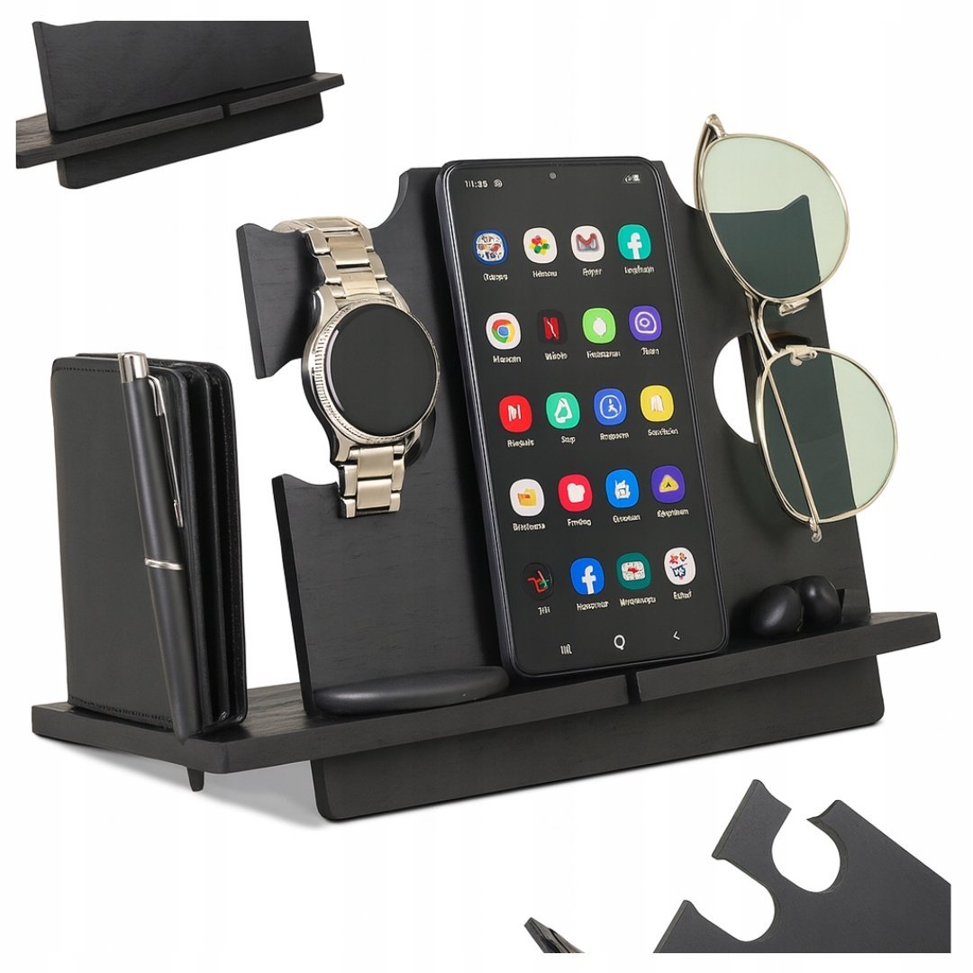 DREWNIANY STOJAK NA AKCESORIA ORGANIZER TACA WYSTAWNA - PIĘKNY PREZENT