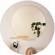 Lustra - Lustro okrągłe ścienne 60cm z półką drewnianą salon pokój łazienka - miniaturka - grafika 1