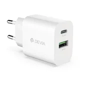Ładowarki do telefonów - Devia ładowarka sieciowa Smart PD 1x USB-C 1x USB 20W biała - miniaturka - grafika 1