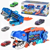 Zabawki zdalnie sterowane - CIĘŻARÓWKA DINOZAUR T-REX XXL 3W1 Wyrzutnia TOR + Resoraki AUTA Prezent TOY - miniaturka - grafika 1
