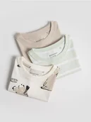 Bluzki dla niemowląt - Reserved - Bawełniany t-shirt 3 pack - złamana biel - miniaturka - grafika 1
