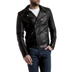 Kurtka męska skórzana Blue Wellford Zambezi ramoneska skóra owcza czarna-XL - Kurtki męskie - miniaturka - grafika 1