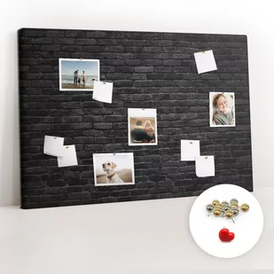 Organizer na ścianę XXL, Tablica Korkowa 120x80 cm - Ciemna ściana cegły + Pinezki - Tablice i flipcharty - miniaturka - grafika 1