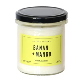 Świece - Świeca sojowa BANAN + MANGO - aromatyczna ręcznie robiona naturalna świeca zapachowa w słoiczku 300ml - grafika 1