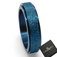 Pierścionki - MATOWY PIERŚCIONEK NIEBIESKI obrotowy ring stal chirurgiczna antystresowy - miniaturka - grafika 1
