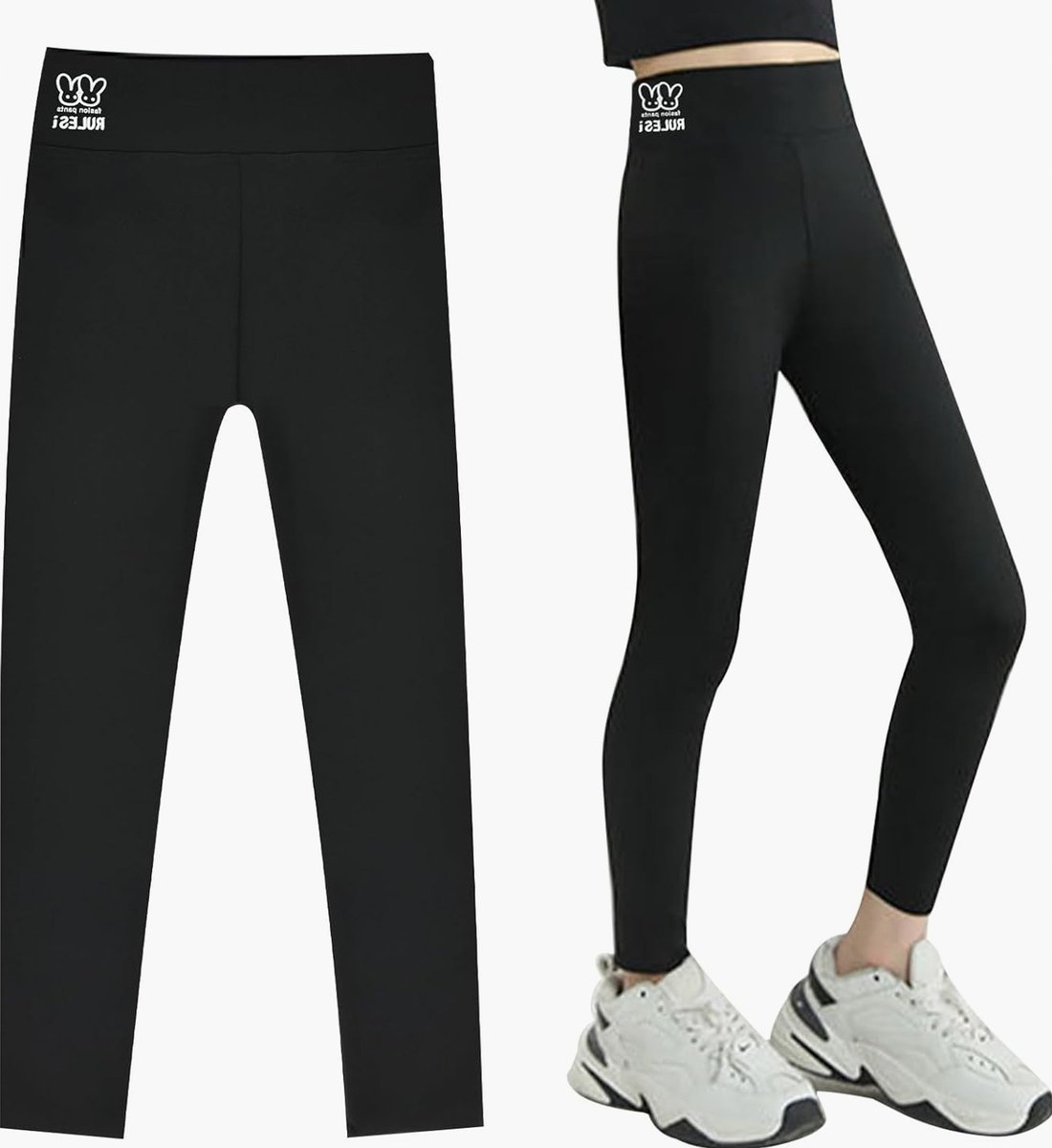 Legginsy dziewczęce czarne 160cm gładkie wysoki stan oddychające