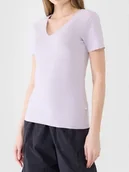 Bluzki damskie - Koszulka Damska 4F T-shirt Bluzka Bawełniana Dekolt w Serek F1990-52S-M - miniaturka - grafika 1