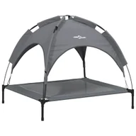 Legowiska dla psów - vidaXL Legowisko dla psa, z baldachimem, antracytowe, tkanina i stal - miniaturka - grafika 1