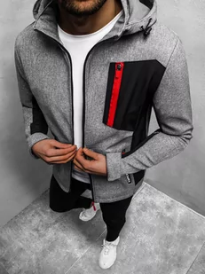 KURTKA SOFTSHELL PRZEJŚCIOWA MĘSKA Z KAPTUREM SZARA OZONEE JS/HM188/3 - Ozonee - Kurtki męskie - miniaturka - grafika 1