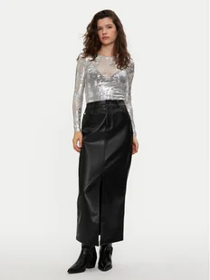 Noisy May Bluzka Lucia 27032152 Srebrny Slim Fit - Bluzki damskie - miniaturka - grafika 1