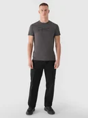 Spodnie męskie - 4F Spodnie casual cargo męskie 4F x Robert Lewandowski - czarne XL - miniaturka - grafika 1