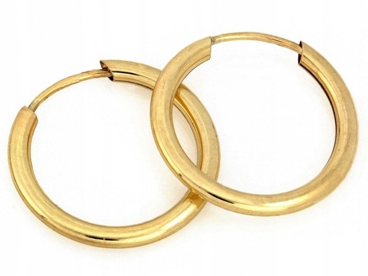 Kolczyki złote 375 9k koła szarniry 15mm błyszczące 0.38g prezent
