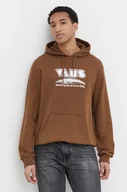 Bluzy męskie - Vans bluza bawełniana męska kolor brązowy z kapturem z nadrukiem - miniaturka - grafika 1