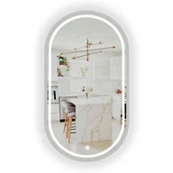 Lustra - LUSTRO LED ŁAZIENKOWE OWALNE SREBRNE W RAMIE 85X50 CM + WŁĄCZNIK - miniaturka - grafika 1