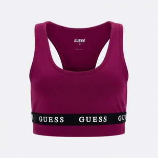Damski top basic GUESS ALINE TOP ECO STRETCH - bordowy - Koszulki sportowe damskie - miniaturka - grafika 1