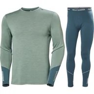 Pozostała odzież narciarska - Helly Hansen Lifa Midweight Merino Crew, komplet, męski, cactus/turkusowo-zielone - miniaturka - grafika 1