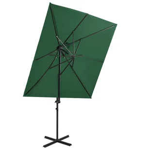 vidaXL Parasol wiszący z podwójną czaszą, zielony, 250x250 cm 312361 - Parasole ogrodowe - miniaturka - grafika 9