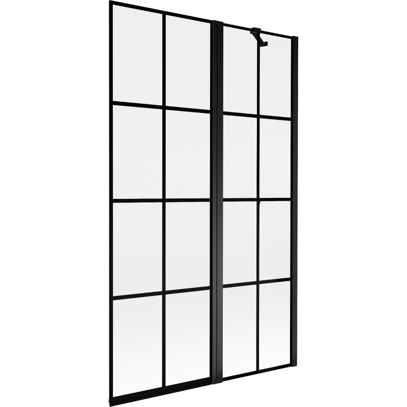 Mexen Mist parawan nawannowy 2-skrzydłowy prawy 110 x 150 cm, czarna kratka, czarny - 8A9-110-011-70-77-P