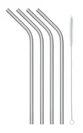 Słomki do napojów - Zestaw 4 słomek ze stali nierdzewnej + szczoteczka - miniaturka - grafika 1
