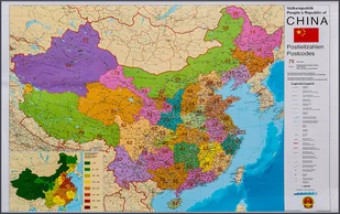 Stiefel, Chiny. Mapa ścienna kody pocztowe na podkładzie do wpinania 1:4 000 000 - Atlasy i mapy - miniaturka - grafika 1